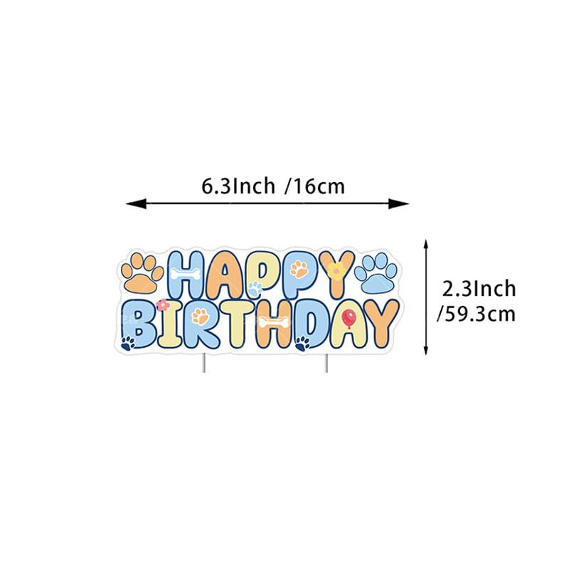 BIEUFBJI Blue Dog Birthday Cake Topper Cupcake Boys Girls Puppy Paw Baby Shower Birthday Party Cake Decorations Supplies - Image 2